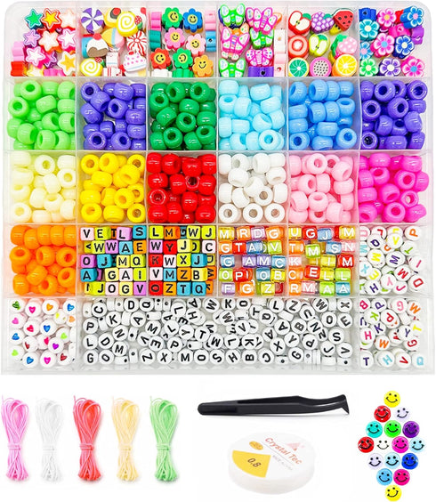 Luwanio Bracelet Making Kit, Pony Beads Clay Beads Smiley Beads Letter Beads for Friendship Bracelets Jewelry Making, Kandi Bracelet Kit, DIY Arts...