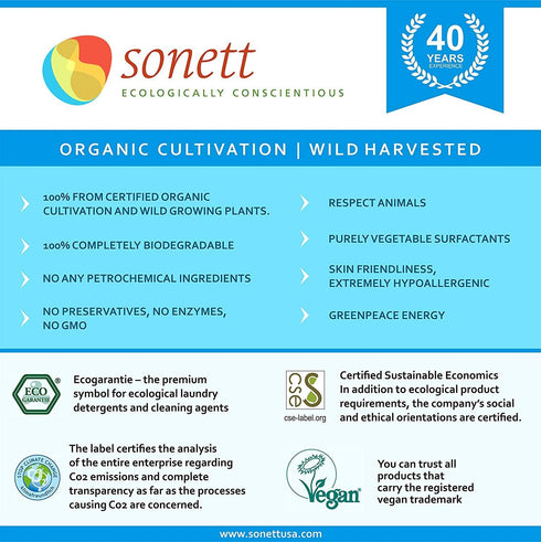 Sonett Organic Dishwashing Liquid (1 Count Calendula, 10 Fl.Oz) Certified Organically Grown...