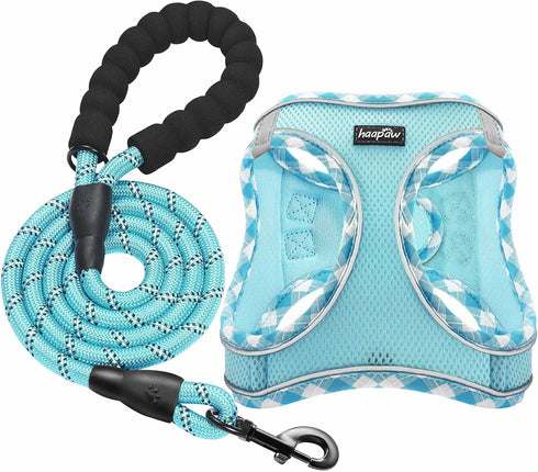 Dog Harness with Leash Set, No Pull Adjustable Reflective Step-in Puppy Harness with Thickened Padded Vest for Extra-Small/Small Medium Dogs...