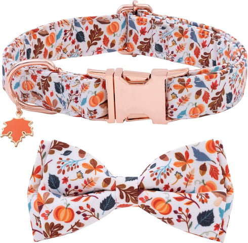 Faygarsle Bow Tie Halloween Fall Dog Collar for Small Medium Large Dogs Fashionable Cute Collars for Male Female Dog Cotton Collar with Metal Buck...