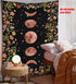 Rexful Moonlit Garden Tapestry, Moon Phase Surrounded by Plants and Flowers Black Wall Hanging Blanket 44×60 inch...
