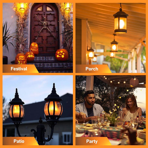 Upgraded LED Flame Light Bulbs, 4-Mode Flickering Light Bulbs with Upside Down Effect, E26 27 Fire Light Bulb for Porch Party Patio Home Halloween...