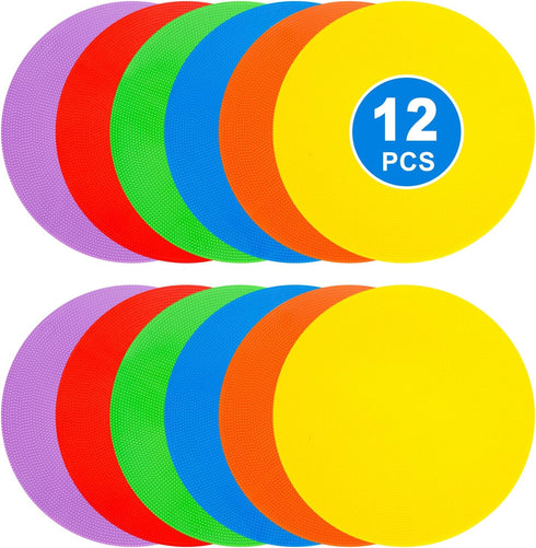 9inch Spot Markers Flat Field Cones? Non Slip Rubber Agility Markers Flat Field Cones ? for Soccer Basketball Sports Speed Agility Training ?12 pc...