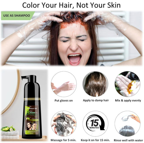 No-Stain Hair Dye Shampoo for Men & Women, No-Stain on Skin & Scalp, Natural Ingredients, Ammonia & Parabens-Free, Up to 100% Gray Coverage, Easy ...