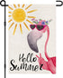 Hello Summer Flamingo Small Garden Flag Burlap Vertical Double Sided 12x18 Inch, Farmhouse Holiday Floral Beach Yard Outdoor Decor DF490...
