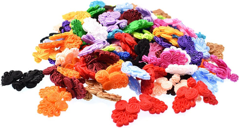 RayLineDo? Mixed 100pcs Traditional Chinese Knot Frog Buttons Closure Handmade Fabric Fasteners for DIY Sewing...