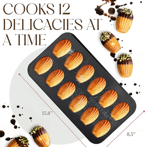 Bellemain Madeleine Pan | 12-Well Madeleine Mold Makes 12 Madeleine Cookies | Nonstick Tea Cake Pan for Madeleines, Cakelet Pan | Warp-Resistant C...