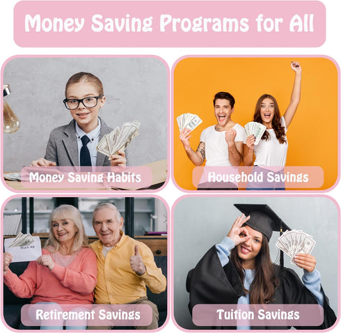 100 Envelopes Money Saving Challenge Binder, A5 Budget Binder with Cash Envelopes, Savings Challenges Book to Save $5,050, 10,000, 500, Budget Pla...