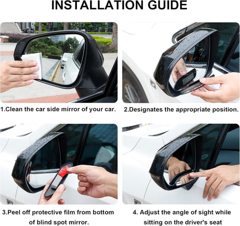LivTee Blind Spot Car Mirror, Long Framed HD Glass and ABS Housing Convex Wide Angle Side Rearview Mirrors with Adjustable Stick for Universal Car...