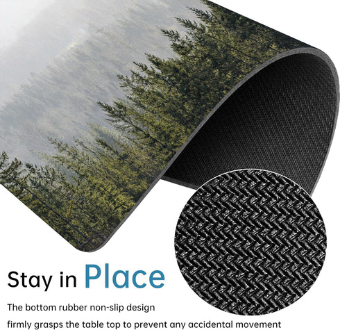 Tree Mouse Pad Green Misty Mountain, Nature Landscape Mousepads Square for Desk Foggy Fir Forest Valley Small Desk Pad Mouse Mat Washable Computer...