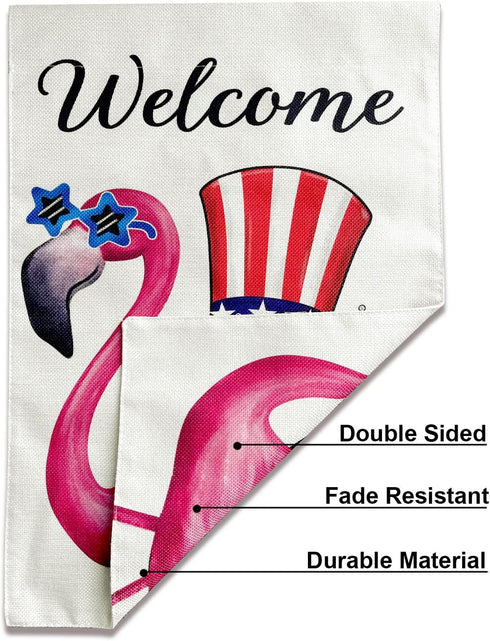 Flamingo Welcome Patriotic Flag Vertical Double Sided Garden Flag, Indoor and Outdoor Decoration Flag, 12.5x18 Inches Prime Burlap House Flag, Bra...