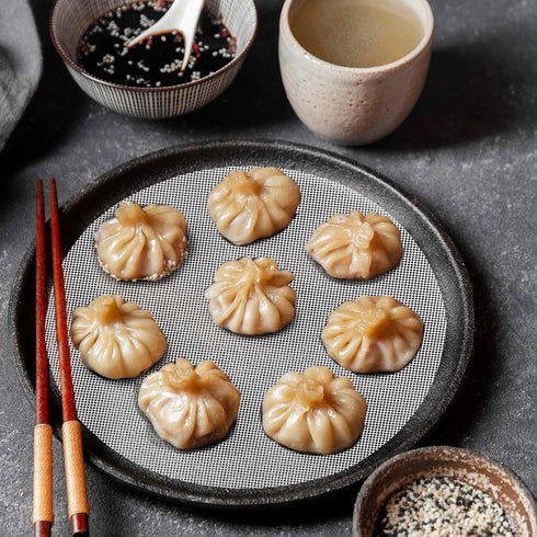 8Pcs 11 inch Non-stick Silicone Steamer Liners Round Silicone Steamer Mesh Pastry Dim Sum Mesh Reusable Round Dumplings Bamboo Steamer Liner Pad f...