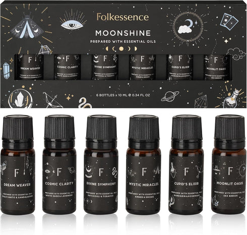 Folkulture Fragrance Oils for Diffusers, Set of 6 Essential Oils Set for Diffuser for Home, Diffuser Oil Scents - Palo Santo Sandalwood Lavender W...