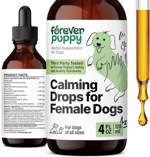 Calming Drops for Female Dogs - Valerian Root Calming Care for Dogs - Liquid Alternative to Calming Chews for Dogs' Composure - Herbal Dog Separat...