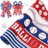 5Rolls Baseball Wired Edge Ribbon 2.5 Inch Red Blue White Sports Ball Pattern Fabric Ribbon for Wreath Bow Making for Sport Themed Birthday Party ...