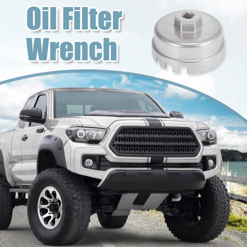 X AUTOHAUX Oil Filter Cap Wrench 14 Flutes 6 Slots 64.5mm Oil Filter Cap Removal Tool for Toyota Camry RAV4 Highlander 2.5L-5.7L Engine Silver Ton...