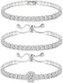 YADOCA Tennis Bracelets For Women - Silver Plated Bracelet Stack Cubic Zirconia CZ Diamond Adjustable Stackable Bracelets Set For Prom Wedding Jew...