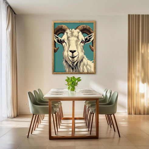 Posterizer 1 pcs-abstract retro goat poster with blue background 2-Art for Animal Lovers-GIft for Men Women Teens-Decor for Home & Office- unframe...