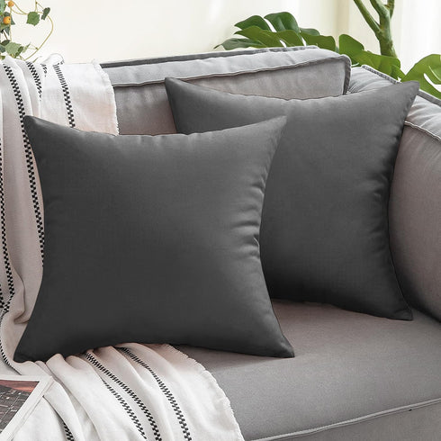 Outdoor Waterproof Throw Pillow Covers 18x18 Set of 2 Decorative DarkGary Patio Furniture Cushion Cases Outside Decor for Couch Garden Bench Porch...