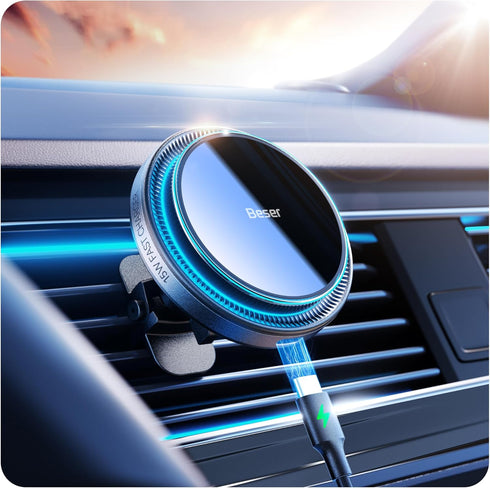 15W for MagSafe Car Mount Charger, (1.73kg) Magnetic Wireless Car Charger, Air Vent/Dashboard, Phone Holder Mount for iPhone 15/14/13/12 & Samsung...