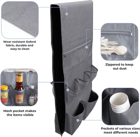 THYGIFTREE Mini Fridge Organizer for Dorm Office 11 Pockets 65.7 x 12.8 In Over the Fridge Caddy Storage Organization Dorm Room Essentials Hold Fl...