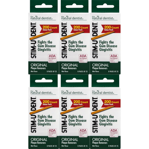 Stim-U-Dent Original, The Un-Plastic Plaque Removers, Mint-Flavored, 200 Count Box (Pack of 6)...