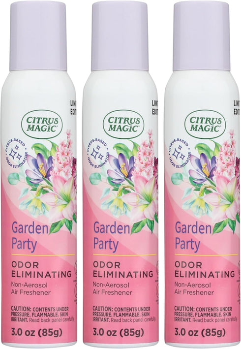 Citrus Magic Limited Edition Odor Eliminating Air Freshener Spray, Garden Party, 3-Ounce, Pack of 3...