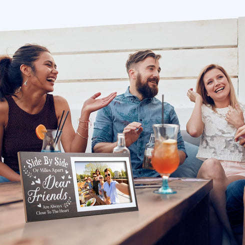 Jetec Wooden Friends Picture Frame 12 x 5.5 Inch Photo Frame Graduation Day Dear Friends Gifts Long Distance Friendship Photo Gifts(Brown)...