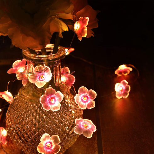 Mudder 2 Pieces Cherry Blossom Lights LED Flower String Light Blossom Decor Battery Wire Fairy LED Garland for Birthday Wedding Bedroom Party Deco...