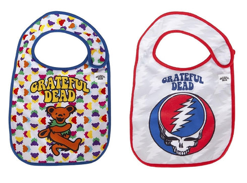 daphyls Grateful Dead Baby Bibs 2-Pack Extra Soft, Officially Licensed, Easy Side Closure, Large Size Fits Infant Toddler and Baby...