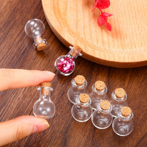 Patelai 50 Pcs Mini Glass Bottles Jars with Cork Stoppers Tiny Cork Glass Bottles Small Wishing Message Jars DIY Decor for Winter Christmas Party ...