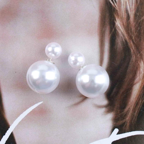 Vintage Pearl Ear Jacket Earrings Large Pearl Earrings Silver Front Back Earrings Double Side Pearl Stud Earrings Jewelry for Women and Girls...