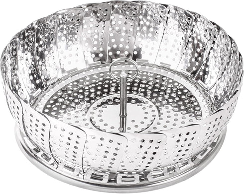 BergHOFF Steamer Basket 7" to 11" Stainless Steel 18/8 Foldable & Expandable Fit Most Pots and Pans Mirror Finish Dishwasher Safe...