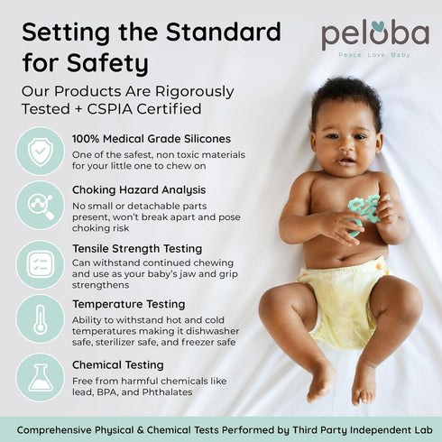 Baby Teething Toys - Made in The USA - Medical Grade Silicone Baby Teether for Newborns, Infants & Toddlers - CSPIA Certified - Multiple Textures ...