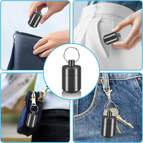 CHIVENIDO Pill Keychain Holder- Small Pill Box Waterproof Pill Fob Organizer Portable Pill Holder Keychain (Gray)...