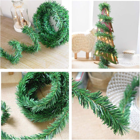 4 Strands Christmas Garland, Total 80 Feet Artificial Pine Garland Soft Greenery Garland for Holiday Wedding Party,Stairs,Fireplaces Decoration, O...
