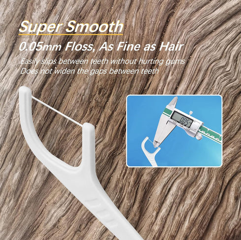 Automatic Pop Up Floss Sticks Holder and 4 Box 0.002in Soft Fine Floss, A Good Waterproof Storage Box for Floss Picks, Flossers for Adults Dispens...