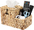 Sumnacon Square Woven Tissue Box Cover - Decorative Cube Wicker Tissue Box Holder with Side Organizer, Rustic Water Hyacinth Tissue Holder for Liv...
