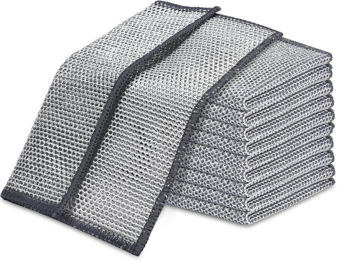 10 Pcs New Upgrade3-LayerNonScratch Wire Dishcloth,Wire Dishwashing Rag, Non-Scratch Wire Dishwashing Ragsfor Wet and Dry, Kitchen Cleaning Dish R...