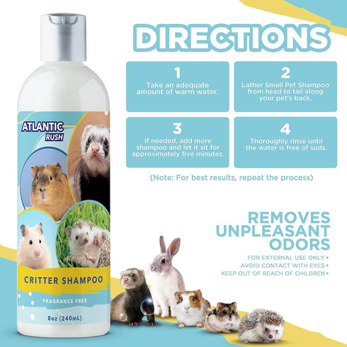 Critter Shampoo for Small Pets - 8oz Small Animal Fragrance Free Shampoo - Pet Shampoo for Small Critters Including Ferrets, Guinea Pigs, Rabbits,...
