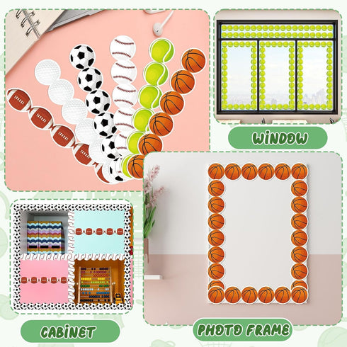 85ft Sports Bulletin Board Borders Football Bulletin Board Trim Baseball Classroom Bulletin Decor Basketball Cutouts Paper Bulk Balls Borders for ...