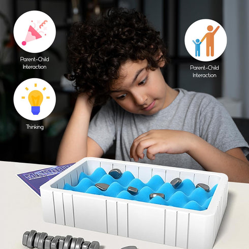 Magnetic Chess Game Set with Stones, Kluster Magnetic Rocks Board Games for Adults Kids 6-8-12 with Strings, Strategy Magnet Chess Board Table Gam...