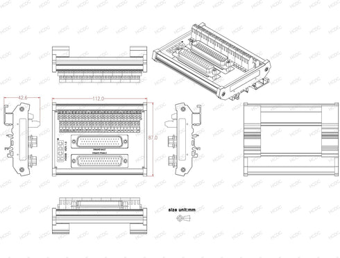 DIN Rail Mount D-SUB Male-Female Interface Module Terminal Block Breakout Board (DB50)...