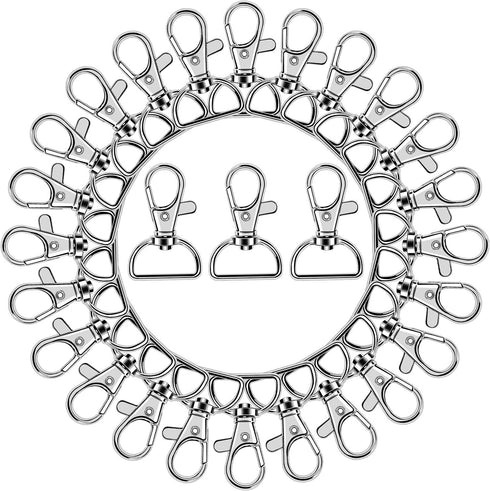50PCS Swivel Clasps Lanyard Snap Hooks, Premium Key Chain Clip Hook Lobster Claw Clasp for Keychain Sewing Projects (3/4”Inside Width) (Silver)...