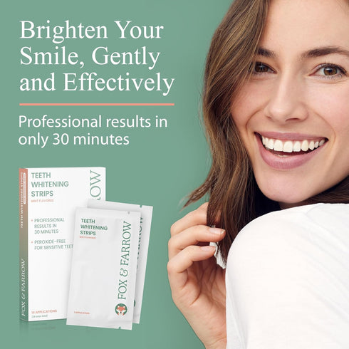 Fox & Farrow Teeth Whitening Strips for Sensitive Teeth | 14 Professional Teeth Whitening Treatments with 28 Mint Flavored Strips | Peroxide-Free ...