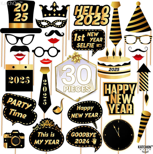 KatchOn, New Years Eve Photo Booth Props 2025 - New Year Photo Booth Props 2025 | New Years Eve Party Supplies 2025 | Happy New Year Decorations 2...