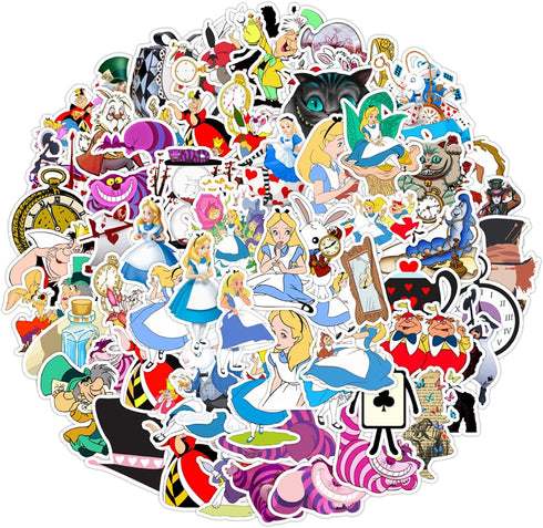 70Pcs Hot Disney Alice in Wonderland Stickers Pack for Water Bottles Cup Laptop Guitar Car Motorcycle Bike Skateboard Luggage Box Vinyl Waterproof...