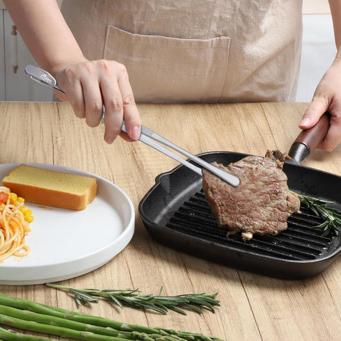 Hotec Stainless Steel Kitchen Tweezers Professional Kitchen Tongs for Cooking,Grill and Baking, Extra-Long Foood Tweezers, Set of 2-10 and 12inch...