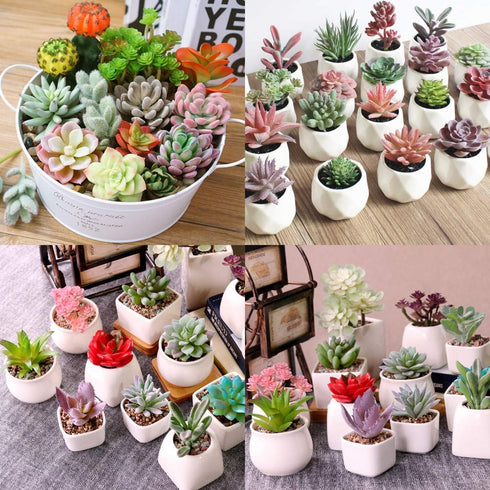 Augshy Artificial Succulents, 16 Pack Fake Succulents Plants Artificial Small Fake Plants Faux Succulents Unpotted for Lotus Landscape Decorative ...