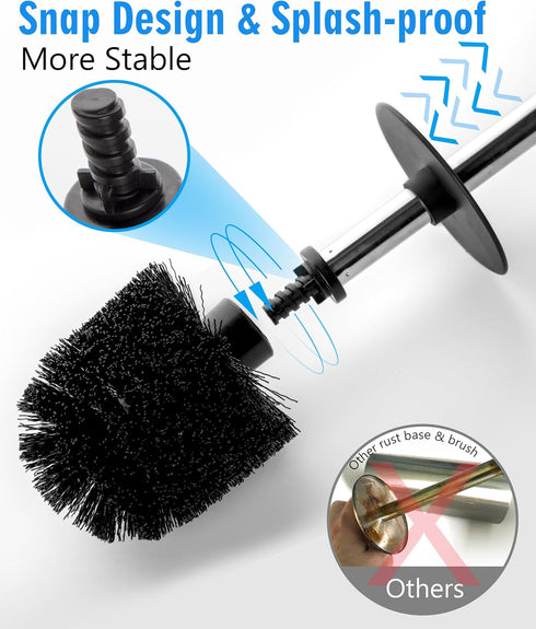 2 Pack Toilet Bowl Cleaning Brush Set for Bathroom, No Assembly and No Scratching Toilet Bowl, 304 Anti-Rust Handle...